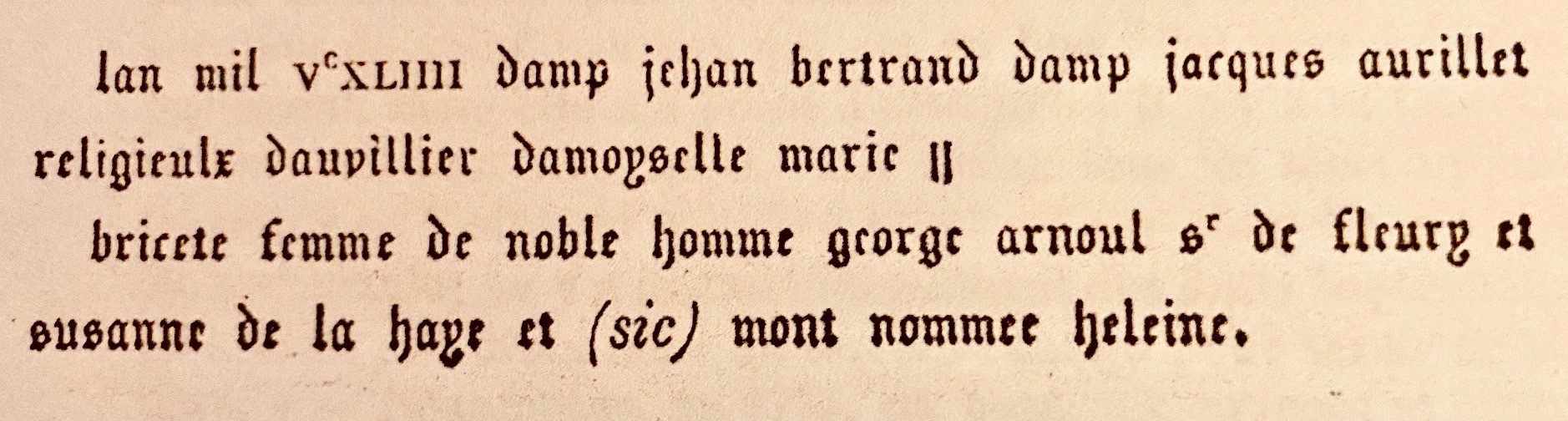 Inscription gothique de la cloche (1544)