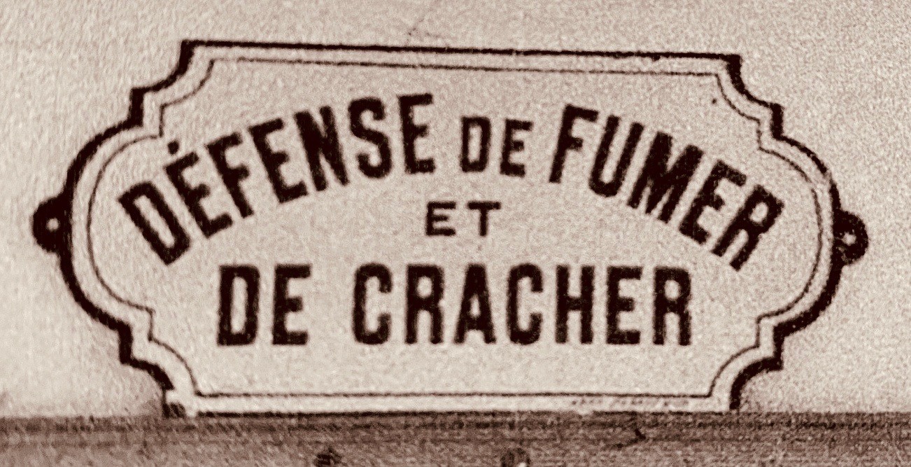 Plaque émaillée d'époque : Défense de fumer et de cracher